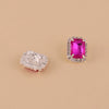 Hot Pink Crystal Clip Earrings For Women Jewelry Charm Geometric Shape Bridal Earrings Wedding Prom Jewelry Gifts - Image 4