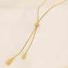 Stainless Steel Pull Adjustable Water Drop Shape Tassel Charm Necklace Personality Jewelry Gifts - Image 2