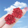 Red Flower Women's Stud Earrings Folded Floral Unique Design Korean Small Earrings Bohemian Ear Accessories - Image 1