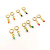 Earrings Boucles D'oreilles Woman Stainless Steel Leaf Charm Small Hoop Earrings With Stone - Image 6