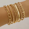 6Pcs Simple Punk Chunky Chain Bracelet Set Metal Link Chain Combo, Ensemble With Rope, Snake,Twisted Designs Bracelet Jewelry - Image 1