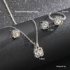 Square Zircon Crystal Earring Necklace Ring 3 Piece Set for Women Silver Color Princess Bride Wedding Banquet Jewelry Set - Image 6