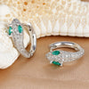 2pcs Stainless Steel Green Crystal Zirconia Snake Hoop Earrings for Women Punk Hip-hop Chic Animal Party Jewelry - Image 6