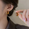 Brown Resin Tiger Eye Stone Dangle Earrings for Women Silver Needle Earring Personality Melard Color Jewelry - Image 4