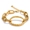 Distinctive Stainless Steel Metal Oval Chain Daily Bracelet Bangle Gold Color Wrist Charm Jewelry - Image 7