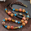 1PC Men's ethnic boho tiger eye stone beaded necklace for men tribal bohemia wooden bodhi beads necklace man jewelry - Image 1