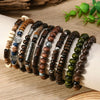 Wooden Bead Bracelet Set 10 Pieces with Tree of Life Charm Bohemian Style - Image 2