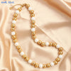 Mhs.sun 4/6/8/10MM Pearl Stainless Steel Bead Necklaces Classic Gold Plated For Women Men Daily Party Jewelry Gifts - Image 9