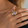 IngeSight.Z Inlay Acrylic Rhinestone Ring for Women Romantic Gold Color Open Metal Rings Jewelry Steampunk Gift - Image 3