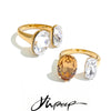 Multi Color Stainless Steel Oval K9 Crystal Adjustable Ring for Women Gold Color Pvd Plated Shiny Jewelry - Image 1