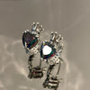 Crown Design Small Hoop Earrings with Heart Multicoloed Cubic Zirconia Earrings for Women Gift Jewelry - Image 2