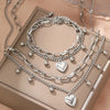 Stainless Steel Set Elegant Heart Beads String Chain Double Layered Necklace Bracelet Set For Women Jewelry Everyday wear - Image 3