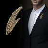 Men Feather Brooch Pin, Vintage Alloy Feather Brooch, Men's Leaf Suit Collar Pin - Image 1