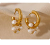 Fans Welfare Style Pearls Stainless Steel Gold Color Huggie Hoop Earrings Jewelry for Women - Image 16