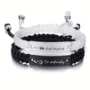 2 Pcs Handmade White Black Braided Rope Bracelet Set Adjustable Stainless Steel Couple Bracelets Valentine's Day Gifts - Image 2