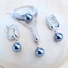 Silver Jewelry Sets Bridal Black Pearls White CZ Ring Bracelets Earrings Pendants Necklace Set Women Wedding Jewelry - Image 2