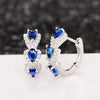 Silver Blue Cubic Zirconia Hoop Earrings Wedding Party Elegant Accessories for Women Jewelry Gift - Image 5