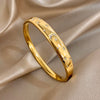 Glossy Golden Stainless Steel Bracelet Women Carving Stars Moon Rhinestones Cuff Spring Bangle Jewelry Gifts - Image 1