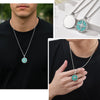 Turquoise Pendant Necklace for Men, Stainless Steel Box Chain Geometric Square Compass Stone Vintage Jewelry Gift - Image 4