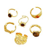 Vintage Gold-Tone Ring Set with Imitation Tiger Eye Stones 6 Pieces - Image 5