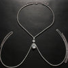 Sexy Body Chain Chest Bracket Bra Necklace Jewelry Chest Rhinestone Sparkly Cross Bra Chain Bikini Water Drop Pendant