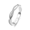 Silver Simple Twisted Rope Ring, Gold Plated Cubic Zirconia Eternity Band Stackable for Women Engagement - Image 9