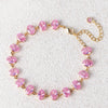 Unique Pink Cubic Zirconia Silver Gold Plated Oval CZ Tennis Link Chain Bracelet for Women Chic Daily Party Wedding - Image 1