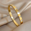 Inlaid Square Zircon Cuff Bangle Bracelets for Women Gold Silver Color Stainless Steel Stacked Bracelet - Image 2