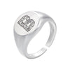 silver color A-Z Initial Signet Rings For Women Men Statement Ring 26 letters women adjustable rings - Image 30