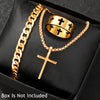Cross-Style Accessories Set Bracelet Necklace Ring 3 Pieces Stainless Steel Elegant Suitable Both Men Women Gift Set - Image 2