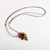 Adjustable Ceramic Bead Necklace with Leaf Pendant and Wax Cord - Image 2