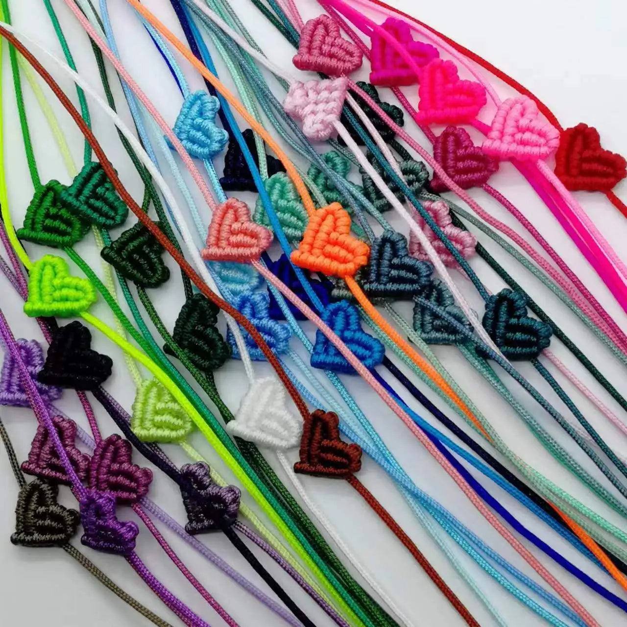 Braided Heart Rope Bracelet Adjustable in Many Colors - Image 1