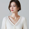 Double Layer Chain Necklace with Zirconia Pendant, Stainless Steel Minimalist Jewelry for Women - Image 2