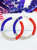 Independence Day Earrings with Sparkling Diamonds American Flag Colors Patriotic Colors Blocked Water Minimalist Earrings - Image 4