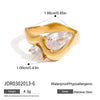 Ars Gold Plated Ring Stainless Steel Ring Double Water Drop Zircon Rings for Women Dainty Everyday Finger Rings - Image 11