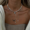 Crystal Heart Pendant Choker Necklace with Tassel Drop - Image 14