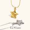 La. Muses Shining Zircon Pentagram Pendant Stainless Steel Women's Necklace Pvd Plated Neck Jewelry Accessories - Image 1
