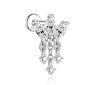 1PC Silver Horse Eye Zircon Crown Tassel Puncture Thread Flat Earring For Women Long Cartilage Chain - Image 25