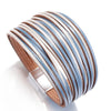 Simple Gold Silver Color Leather Bracelets For Women Boho Multilayer Strips Wide Wrap Bracelet Jewelry - Image 14