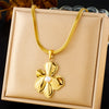 316L Stainless Steel Golden Exaggerated Large Flowers Inlaid Pearl Necklace Earrings Set For Women Jewelry Gift - Image 8