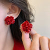 Vintage Dripping Oil Wine Red Retro Stud Earrings For Women Korean Pearl Flower Heart Shape Geometric Earring High Sense Jewelry - Image 12