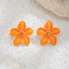 White Drip Oil Flower Stud Earrings for Women Elegant Sweet Metal Petal Temperament Earrings Wedding Party Jewelry Gifts - Image 8