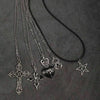 5pcs Vintage Gothic Style Cross, Rhinestone Spider, Crown, Heart Cross, Oil Drop, Star Y2K Necklace Set For Women - Image 3