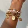 Retro Round Carved Pendant Bracelet Multi Layer Gold Color Star Round Bead Elastic Thread Woven Girls' Jewelry - Image 4