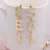Vintage Metal Letter Statement Earrings for Women Exaggerate Punk English Alphabet Sex Dangle Drop Earrings Jewelry Gift - Image 5