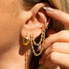 1pc Double Piercing 2 Hole Tassel Chain Mini Cz Hoop Earring Bling Cz Tennis Chain Clip on Earring Cuff Women Jewelry - Image 1