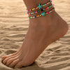 3pcs Set Bohemian Irregular Turquoise Starfish Rice Bead Elastic Anklets for Women Summer Beach Party Jewelry Sets Gift - Image 5