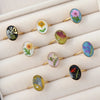 Stainless Steel Dried Flower Oval Rings For Women Eternal Flower Open Finger Ring Jewelry Wedding Band Gift - Image 1
