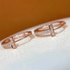 Cross Design Women Hoop Earrings Rose Gold Color Elegant Party Engagement Accessories Inlaid Shiny CZ Daily Chic Jewelry - Image 3