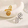 Stainless Steel Irregular Spiral Opening Ring for Women Simple Gold Color Geometric Hollow Adjustable Rings Jewelry - Image 4